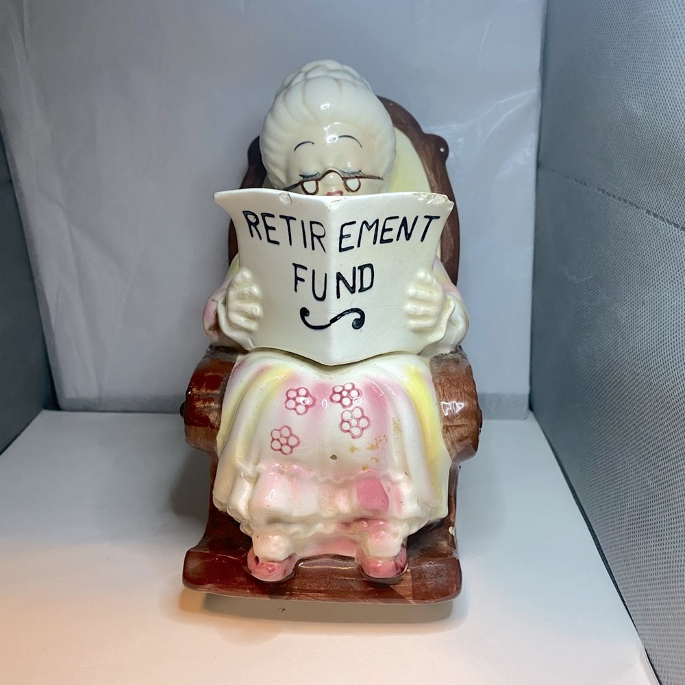 Vintage Lefton Grandma In Rocking Chair Retirement Fund